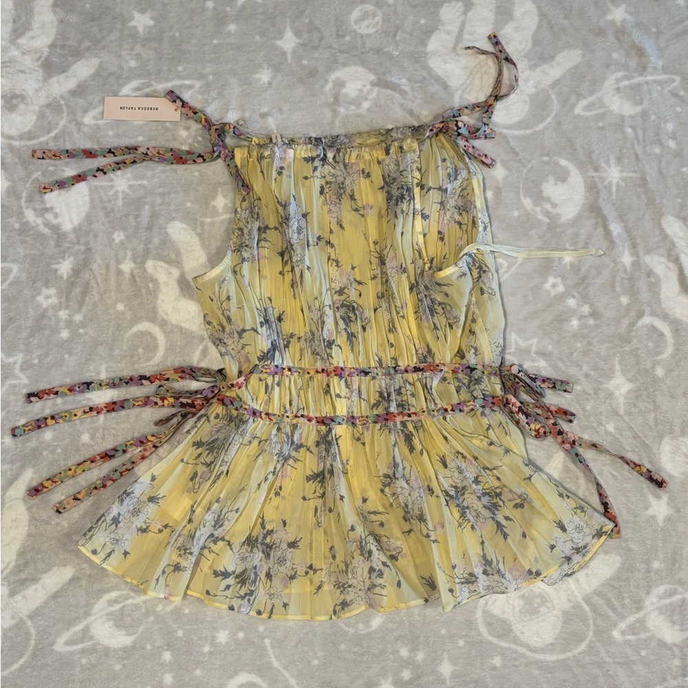 Rebecca Taylor Yellow Floral Print Top